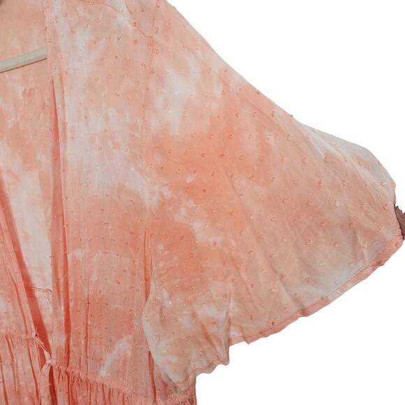 Torrid Kimono Duster Open Front Kimono Plus Size 3X Orange White Tie Dye Kimono - Picture 5 of 10